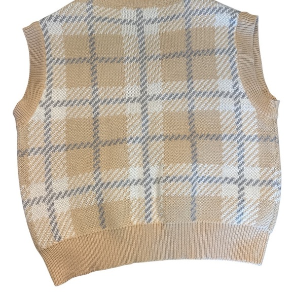 5/$25 Plaid V-Neck Sweater Vest - Tan - Picture 4 of 4